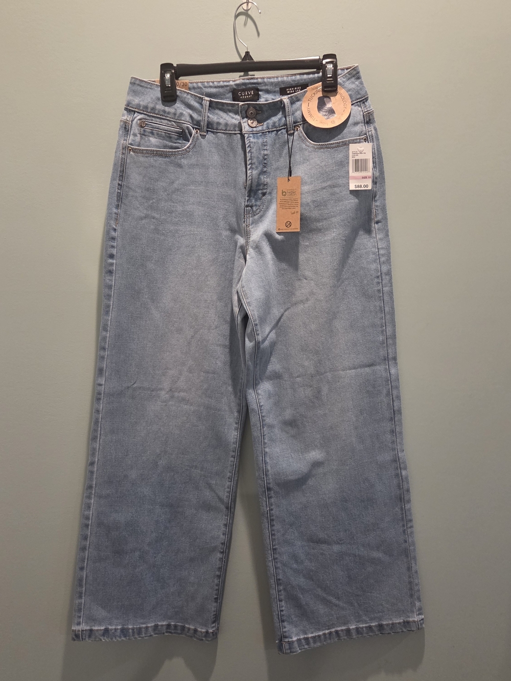 Curve Appeal High-Rise Wide Leg Jeans NWT Size 10/30 Light Wash Stretch - Picture 2 of 12